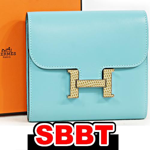 HERMES エルメス コンスタンス コンパクト 財布 ブルー