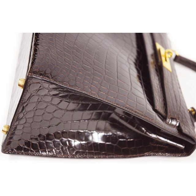 Kelly エルメス ケリー32 外縫い こげ茶 クロコダイル ニロティカス G