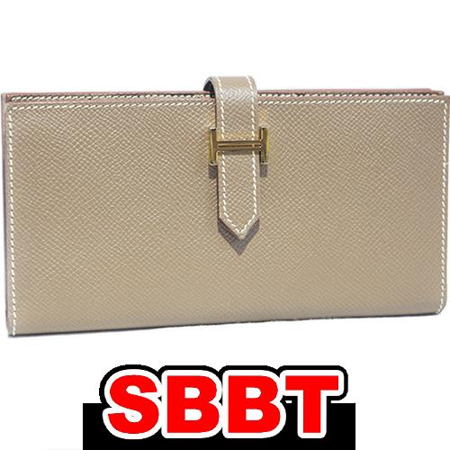 エルメス　ベアンスフレ　エトゥープ　G金具　エプソン　□R刻印　長財布 マチあり エトープ 箱付き etoupe HERMES 本物 sbbt | Bearn