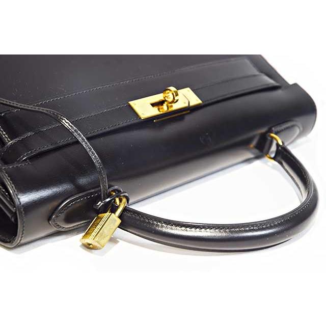 エルメス　ケリー32 外縫い　黒　ボックスカーフ　G金具　〇R刻印 ゴールド金具 ブラック ショルダー無し HERMES 本物 up sbbt　 | Kelly | 06