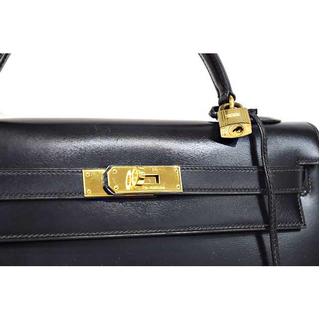 エルメス　ケリー32 外縫い　黒　ボックスカーフ　G金具　〇R刻印 ゴールド金具 ブラック ショルダー無し HERMES 本物 up sbbt　 | Kelly | 07