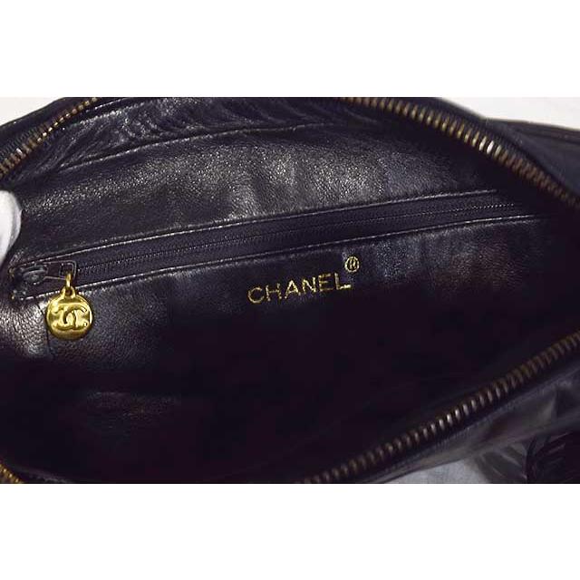 シャネル　フリンジ マトラッセ　チェーンショルダーバッグ　黒　ブラック　ラムスキン G金具 斜めステッチ Black CHANEL 本物 up sbbt　 | マトラッセ | 10