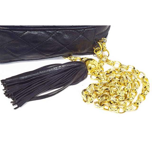 シャネル　フリンジ マトラッセ　チェーンショルダーバッグ　黒　ブラック　ラムスキン G金具 斜めステッチ Black CHANEL 本物 up sbbt　 | マトラッセ | 08