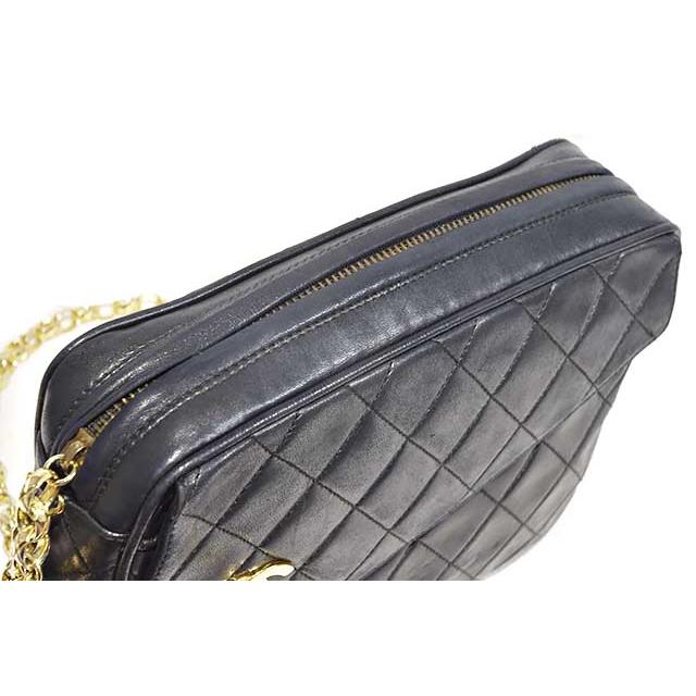 シャネル　フリンジ マトラッセ　チェーンショルダーバッグ　黒　ブラック　ラムスキン G金具 斜めステッチ Black CHANEL 本物 up sbbt　 | マトラッセ | 03