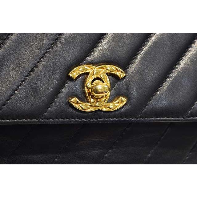 シャネル　フリンジ マトラッセ　チェーンショルダーバッグ　黒　ブラック　ラムスキン G金具 斜めステッチ Black CHANEL 本物 up sbbt　 | マトラッセ | 04