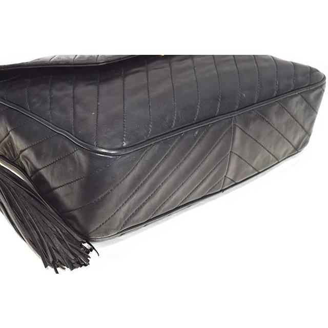 シャネル　フリンジ マトラッセ　チェーンショルダーバッグ　黒　ブラック　ラムスキン G金具 斜めステッチ Black CHANEL 本物 up sbbt　 | マトラッセ | 05
