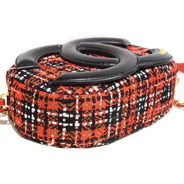 CHANEL（シャネル） ビッグココ ツイードチェーン ショルダーバッグ 赤