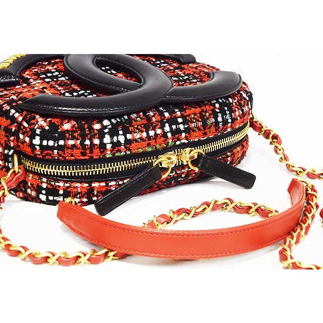 CHANEL（シャネル） ビッグココ ツイードチェーン ショルダーバッグ 赤