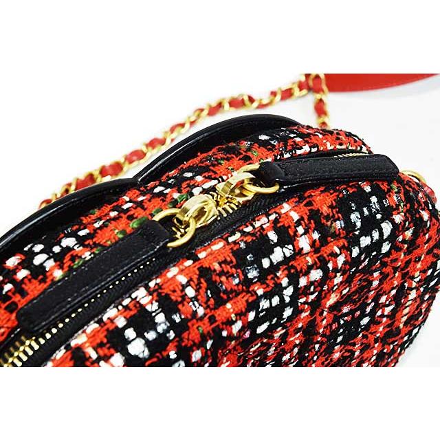 CHANEL（シャネル） ビッグココ ツイードチェーン ショルダーバッグ 赤