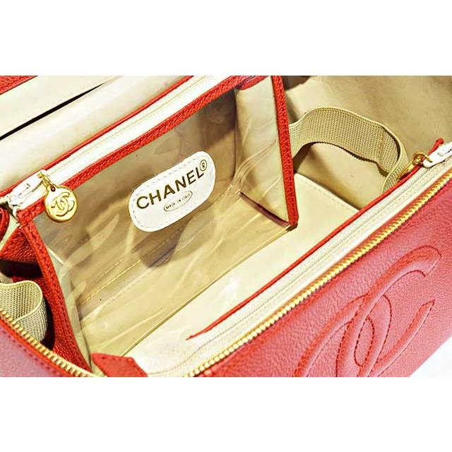シャネル　ショルダー付き バニティバッグ　赤　キャビアスキン　２WAY　Ｇ金具　化粧バッグ　CHANEL 本物 up sbbt | CHANEL | 06