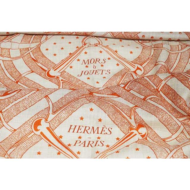 エルメス カシミヤシルク140 ショール　ストール　HERMESリボン柄ロゴ HERMES（エルメス） カレジェアン 140 カシシル ショール ストール