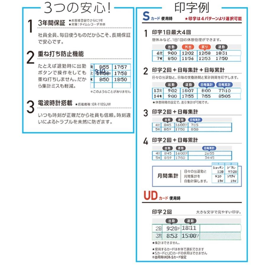 マックス タイムレコーダー ER-110SUW 時計搭載 【公式通販】