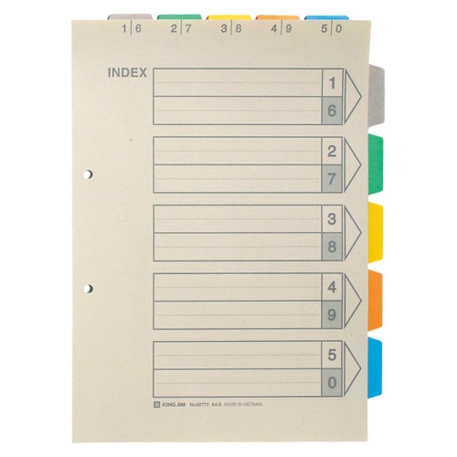 キングジム カラーインデックス 907TY-5K A4縦用2穴（縦横見出し
