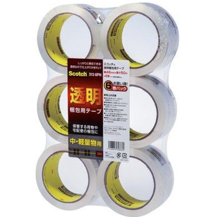 スコッチ 透明梱包用テープ 313 6PN （6巻パック） : 文具・事務用品の