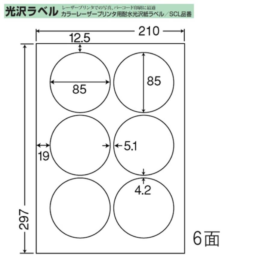 東洋印刷　nana　カラーレーザー用光沢ラベル　6面　＜　1ケース＞レーザープリンタ用　SCL-5