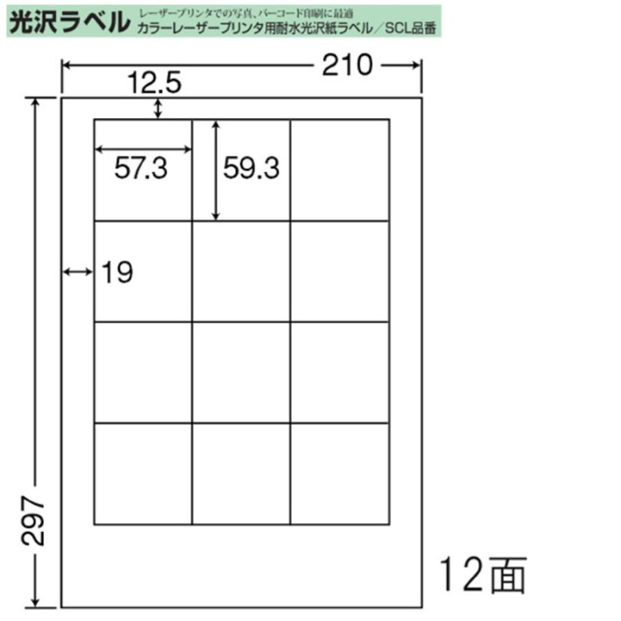 東洋印刷　nana　カラーレーザー用光沢ラベル　SCL-10　＜　12面　1ケース＞レーザープリンタ用