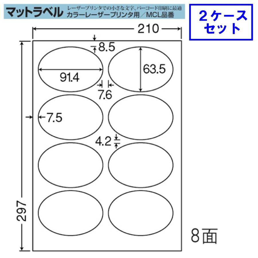 東洋印刷 nana マット紙ラベル 8面 MCL-20 ★2ケースセット レーザープリンタ用