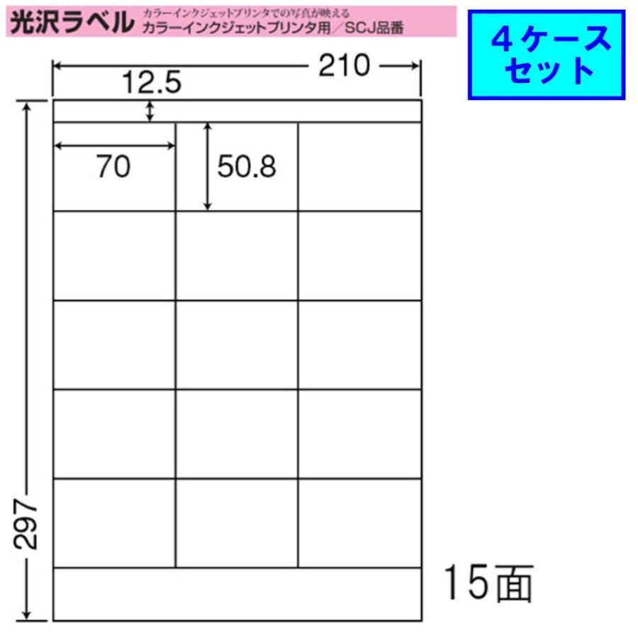 東洋印刷　nana　インクジェット用光沢ラベル　15面　SCJ-13　★4ケースセット