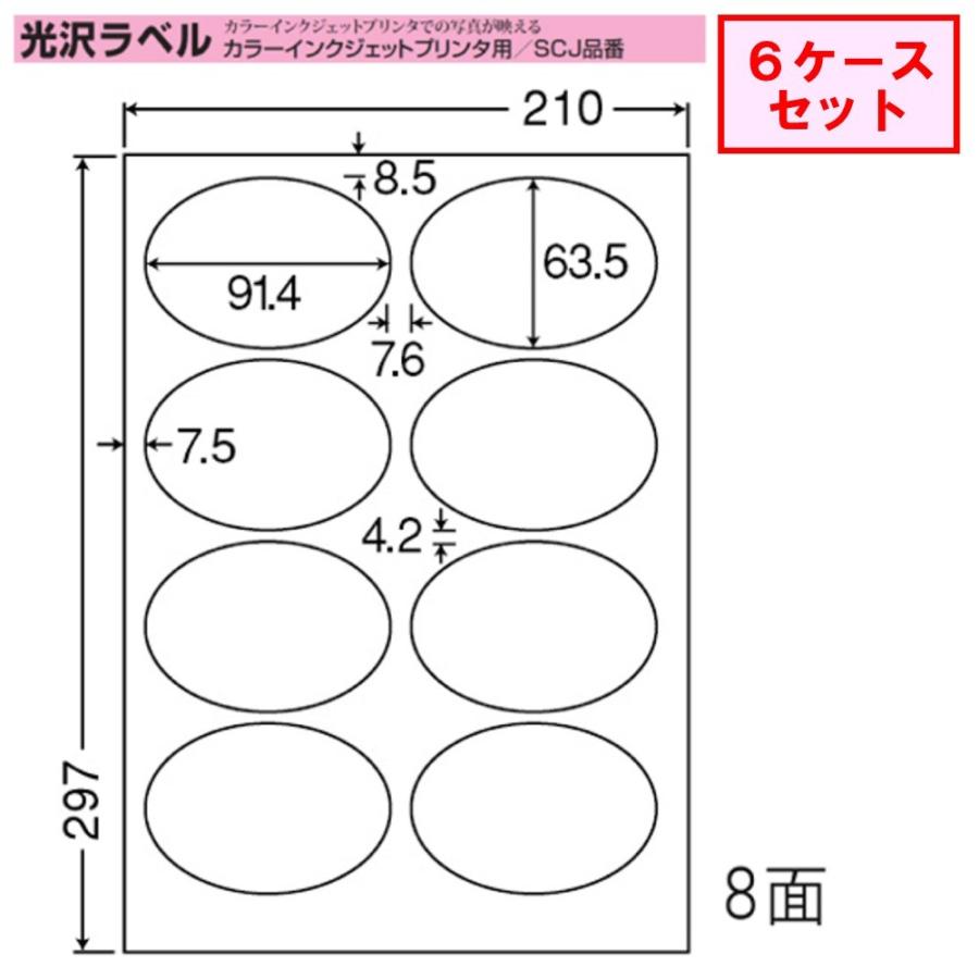 東洋印刷　nana　インクジェット用光沢ラベル　★6ケースセット　8面　SCJ-20