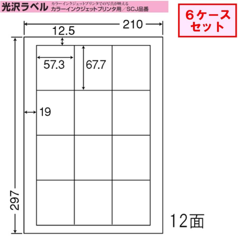東洋印刷 nana インクジェット用光沢ラベル 12面 SCJ-9 ★6ケースセット