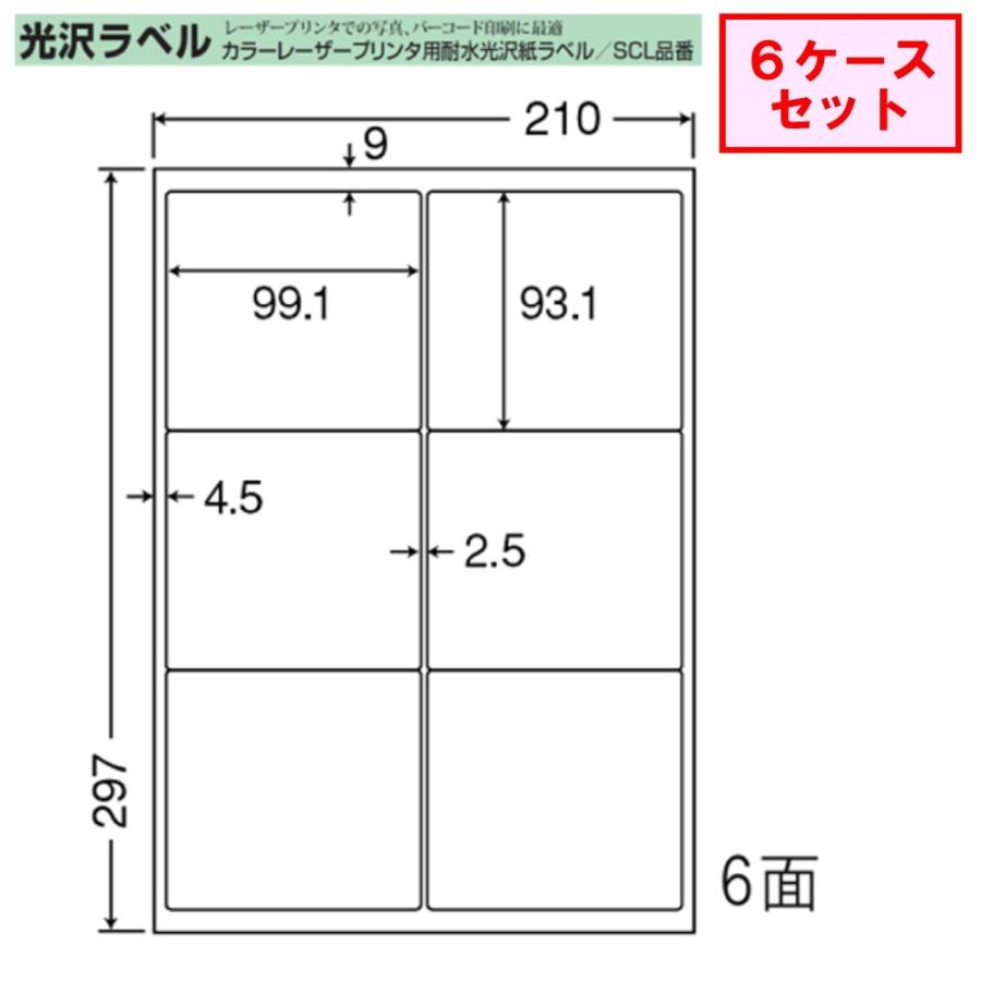 東洋印刷 nana カラーレーザー用光沢ラベル 6面 SCL-41 【6ケースセット】 レーザープリンタ用