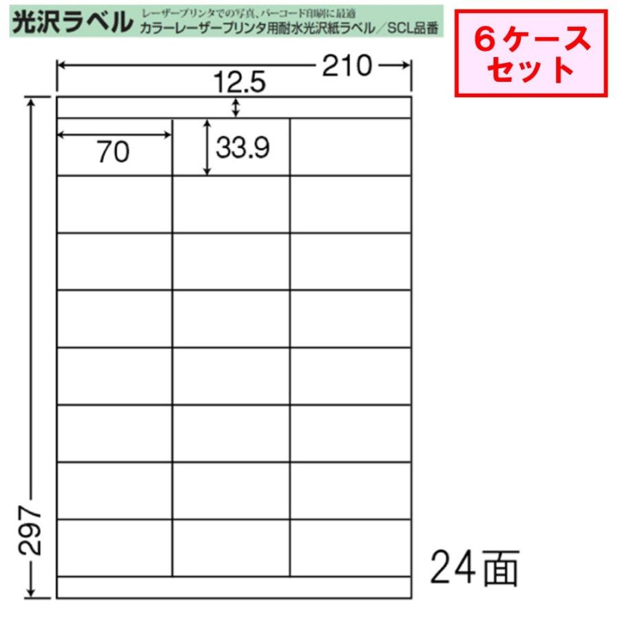 東洋印刷 nana カラーレーザー用光沢ラベル 24面 SCL-48 ★6ケースセット レーザープリンタ用