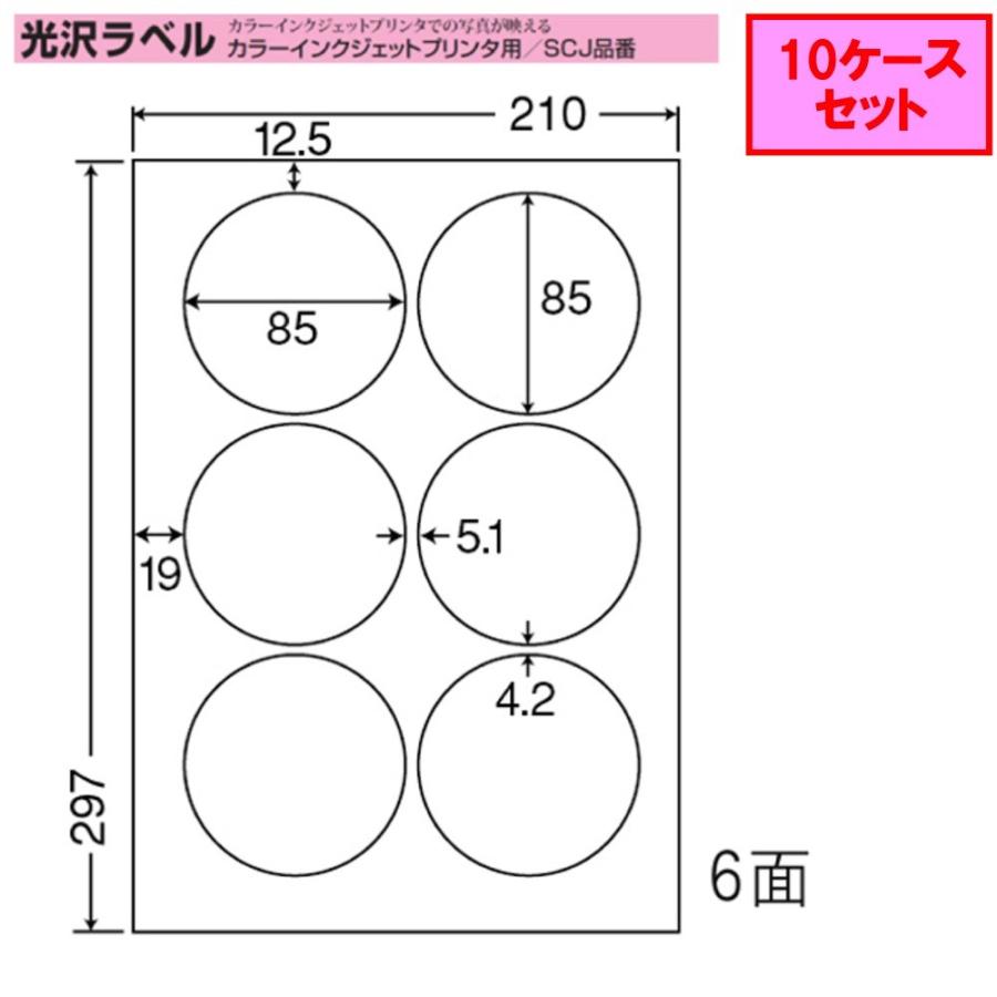 東洋印刷　nana　インクジェット用光沢ラベル　SCJ-5　6面　★10ケースセット