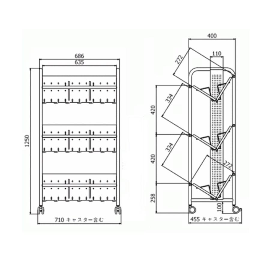 林製作所 ファイルワゴン YS-41 重量タイプ3段 ＊個人様向け配送不可