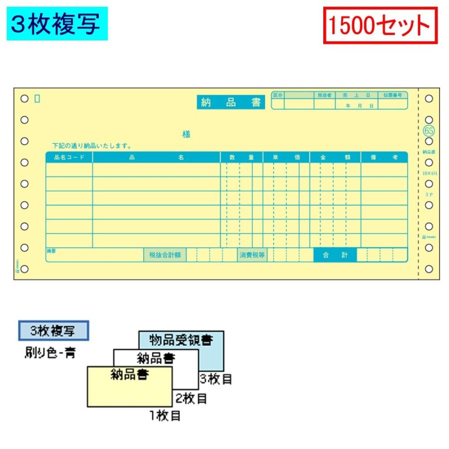 ヒサゴ ドットプリンタ帳票 納品書 SB65 3枚複写 1500セット