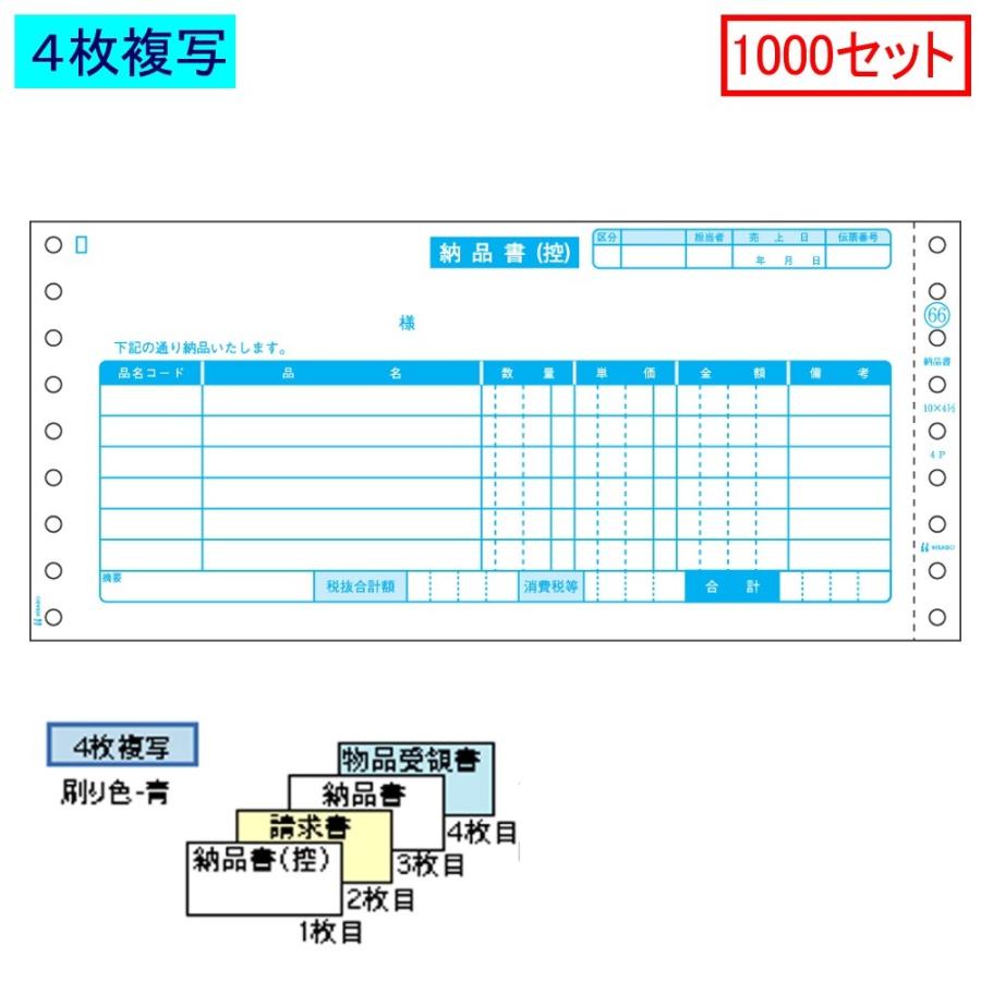 ヒサゴ ドットプリンタ帳票 納品書 SB66 4枚複写 1000セット