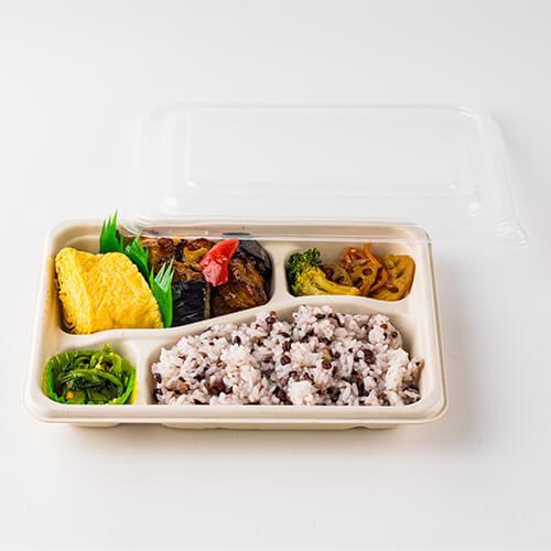 SBT-4区切パルプモールドYB(C)」「枚単価 48円×300枚」使い捨て 弁当箱