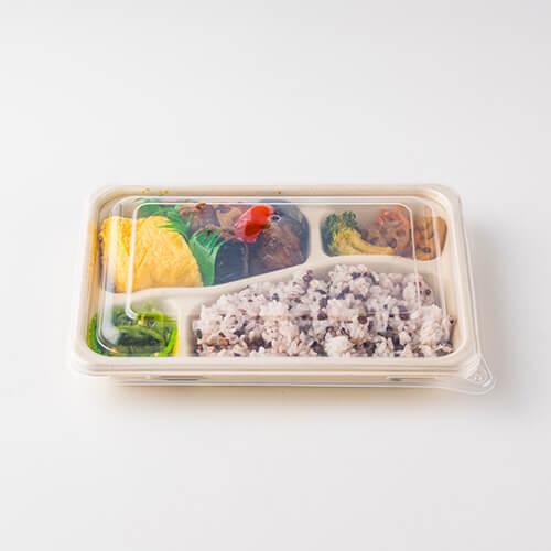 SBT-4区切パルプモールドYB(C)」「枚単価 48円×300枚」使い捨て 弁当箱