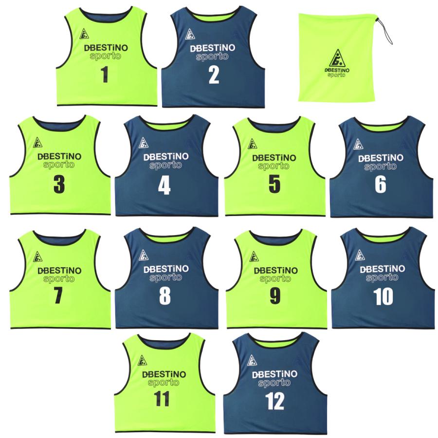 大人 / ジュニア フリーサイズ リバーシブル ビブス 12枚セット（番号1  