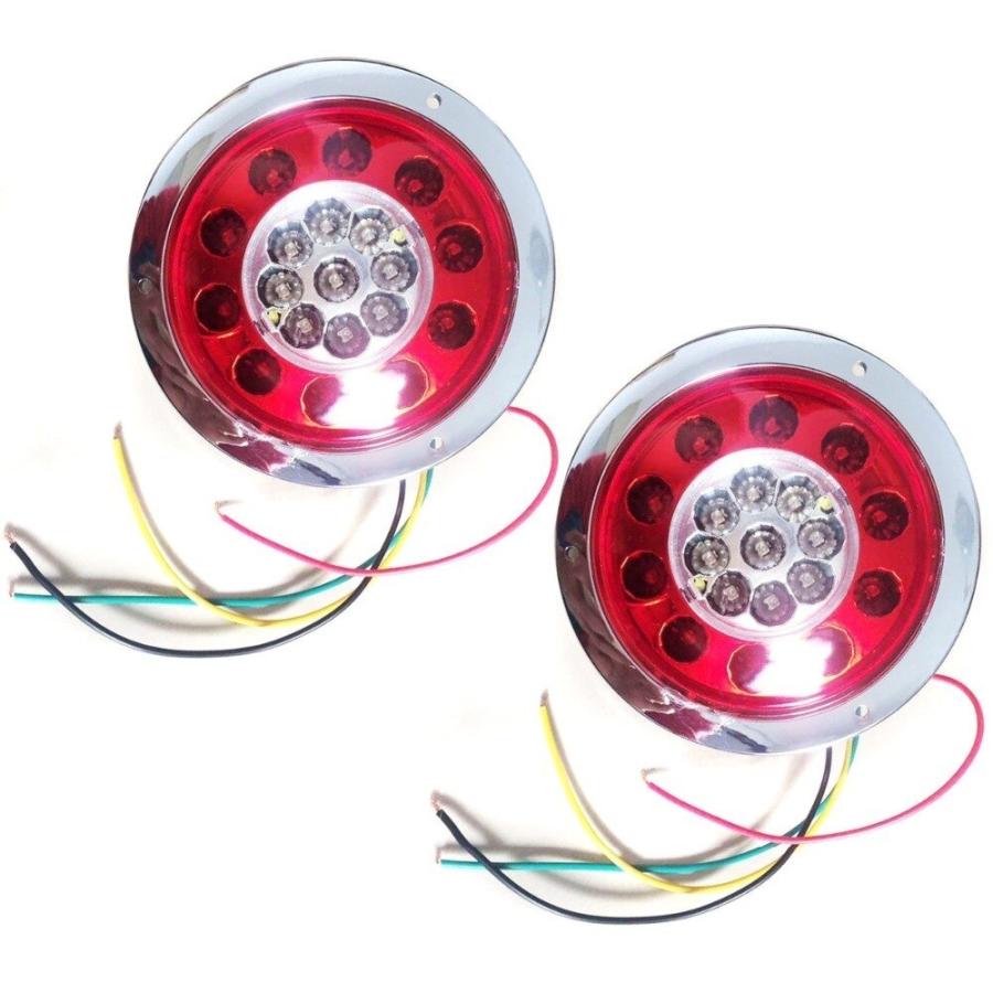 汎用 LED テールランプ 12V/24V トラック トレーラー ブレーキ ターンテールランプ 円形 直径137.5mm 厚さ62mm 2個セット |  | 01