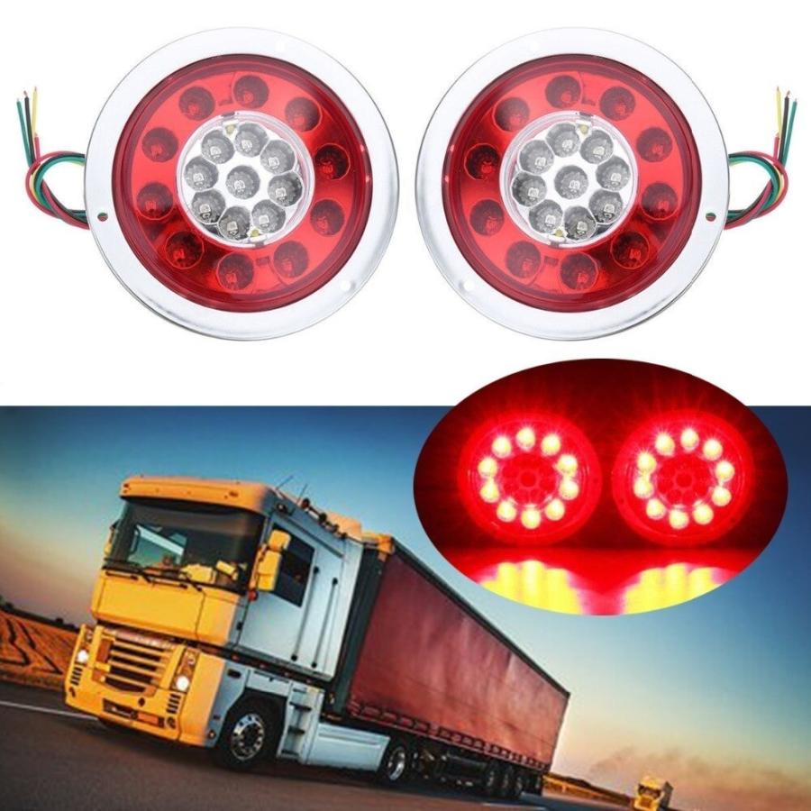 汎用 LED テールランプ 12V/24V トラック トレーラー ブレーキ ターンテールランプ 円形 直径137.5mm 厚さ62mm 2個セット |  | 04