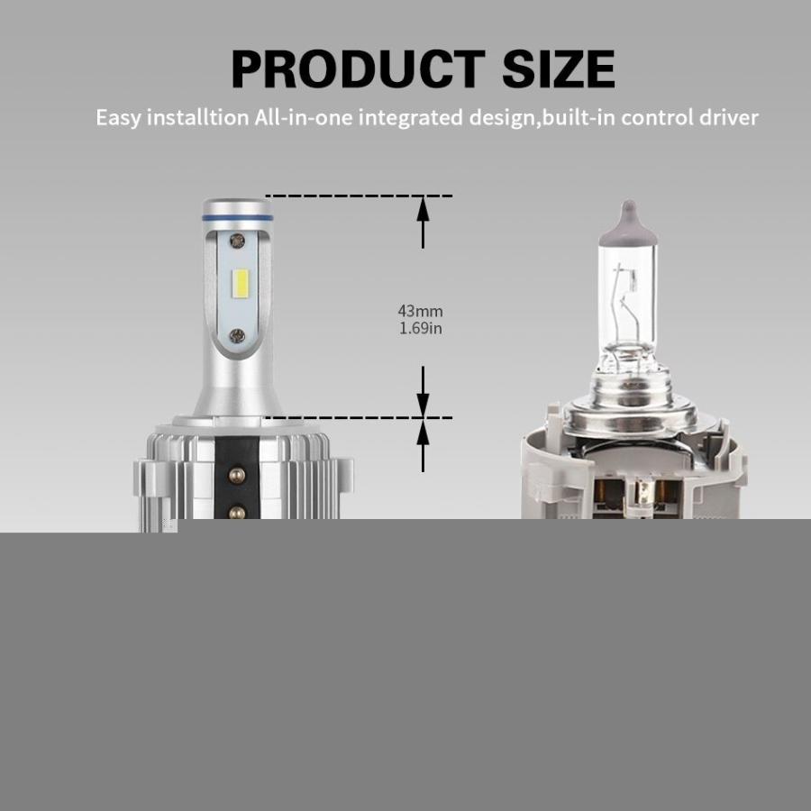 AILEO 2X CANバスエラーLED H7ヘッドライトカスタム 高品質 VWゴルフ6ゴルフ7パサートトゥーランティグアンT-ROC 72ワット8000LM 6000 |  | 03