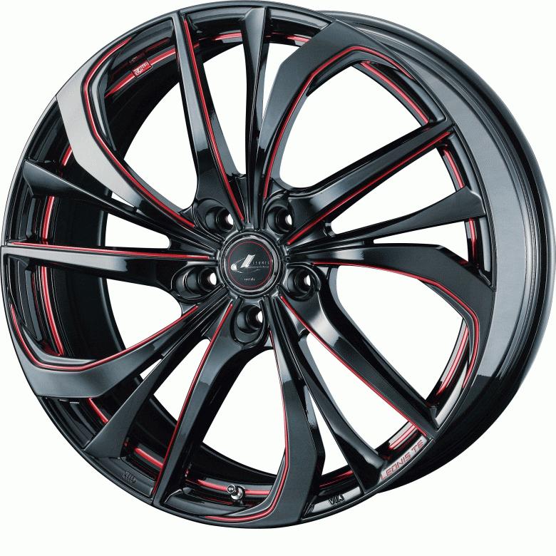 WEDS LEONIS TE 1880+42 5-114.3 Φ73 BK/SC［RED］ weds アルミ 