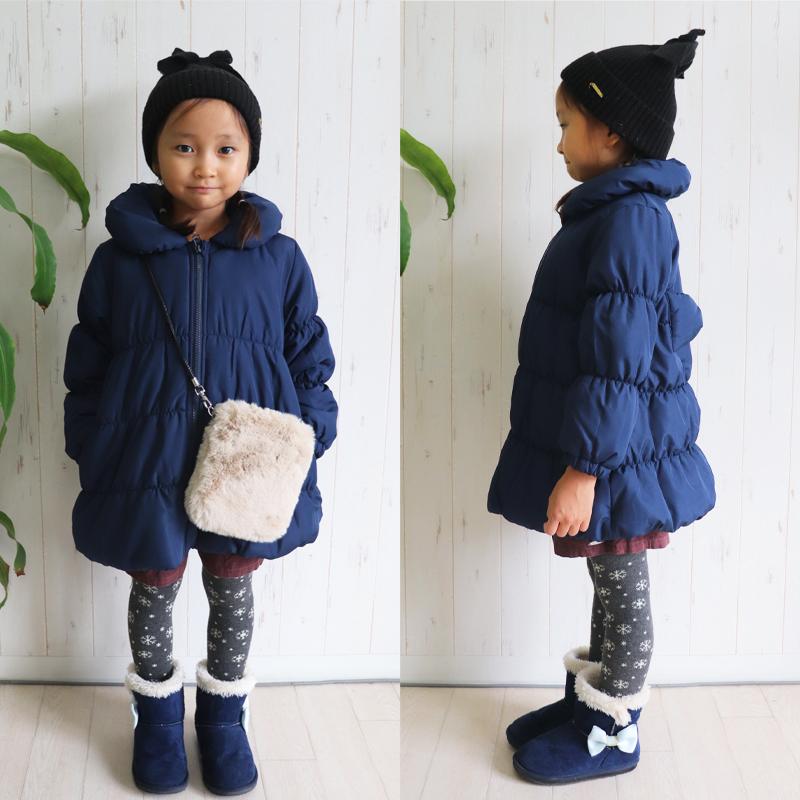 【値下げ】【子供服】【女の子】 エコダウン 天使のコート/後ろリボン♪/ロング/ファスナー　アウター　９０ｃｍ〜１６０ｃｍ フード無し |  | 07