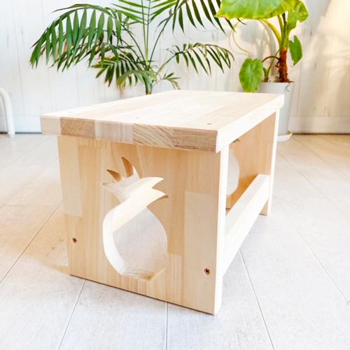 【宅急便発送商品】パイナップルくり抜き/ウッド 踏み台/子供/椅子/インテリア/ハンドメイド/ハワイアン/ステップチェア/木製 |  | 04