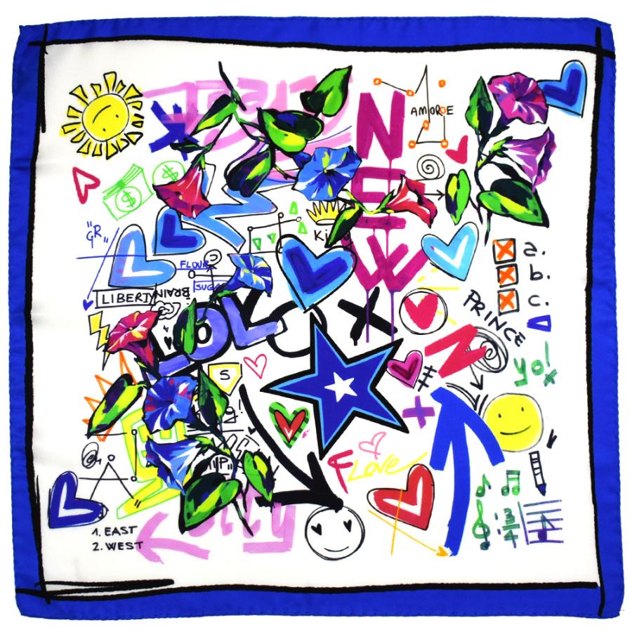 レディース スカーフ イタリア製 プチスカーフ 50cm ポップアート
