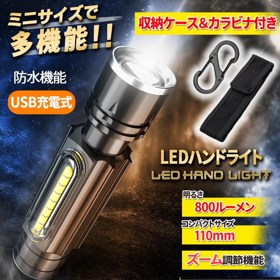 懐中電灯 led 強力 小型 充電式 ランタン 最強 ライト LEDライト LED懐中電灯 小型 爆光 ケース付 カラビナ付 アウトドア ハンディライト | 