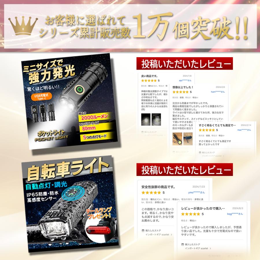 ヘッドライト 充電式 超強力 2個セット led ヘッドランプ センサー付 超軽量 広角照明 USB type-c 大容量バッテリー |  | 02