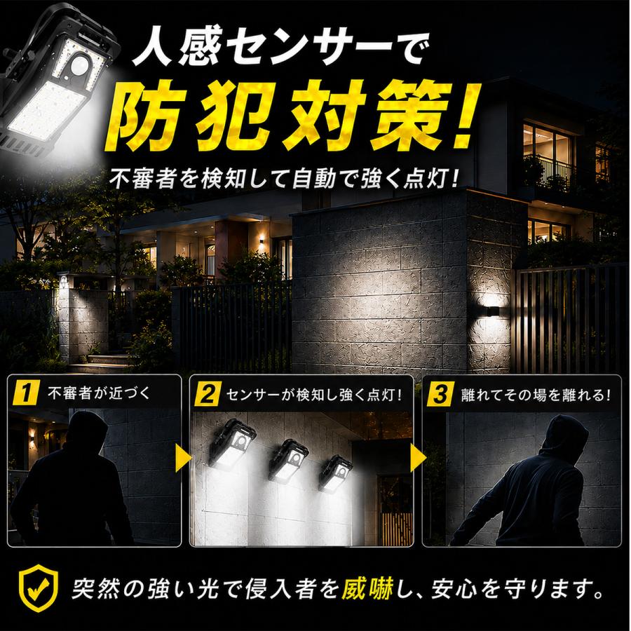 ソーラーライト屋外 室内 センサーライト led 人感 クリップ式