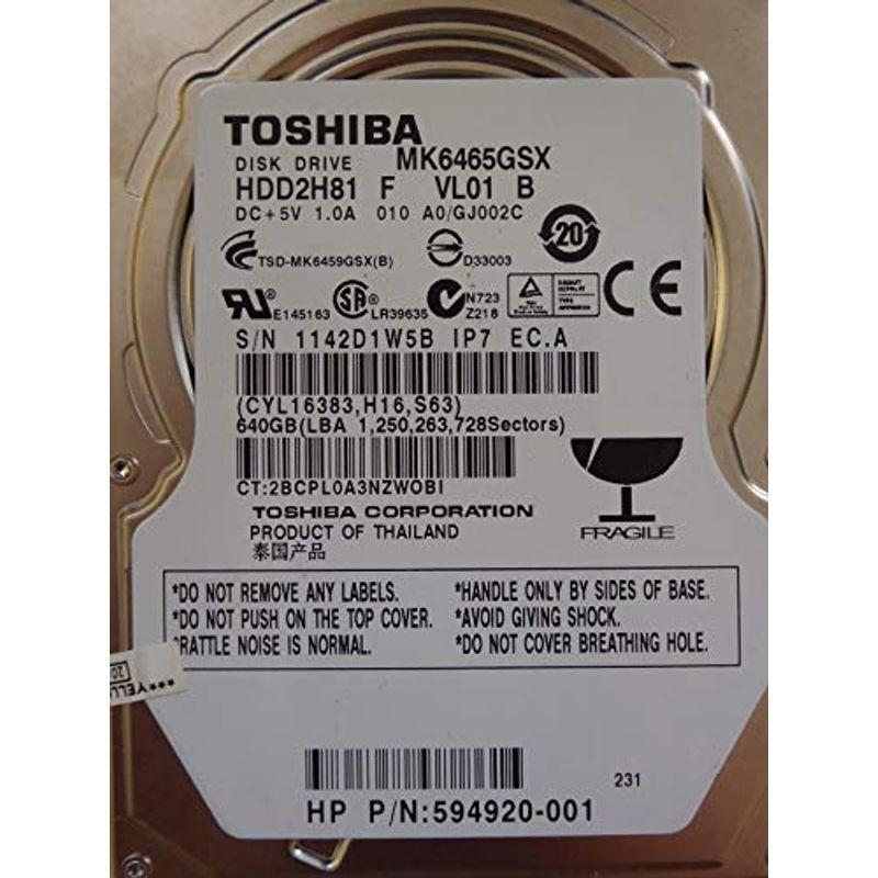 東芝 MK6465GSX 640GB 9.5mm 2.5インチ SATA300 HDD バルク品