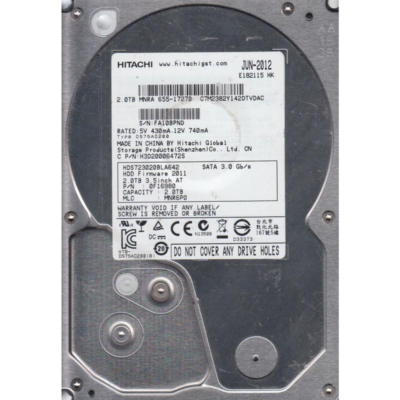 HDS723020BLA642、PN 0F16980、MLC MNR6P0、Hitachi 2TB SATA 3.5ハードドライブ ...