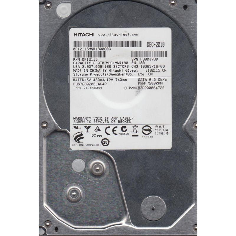 hds723020bla642、PN 0?F12115、MLC mnr180、Hitachi 2tb SATA 3.5  