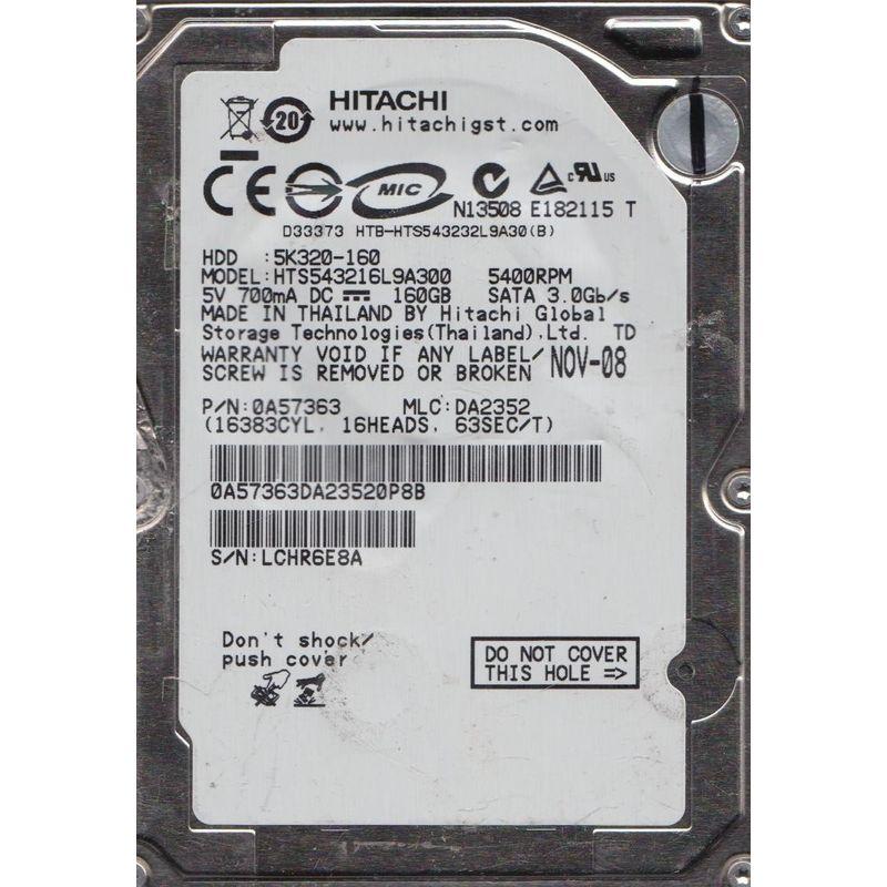 HTS543232a7a384, PN: 0J11523, MLC: DA3734, 25 JUN 11, Hitachi 320Gb 2.5