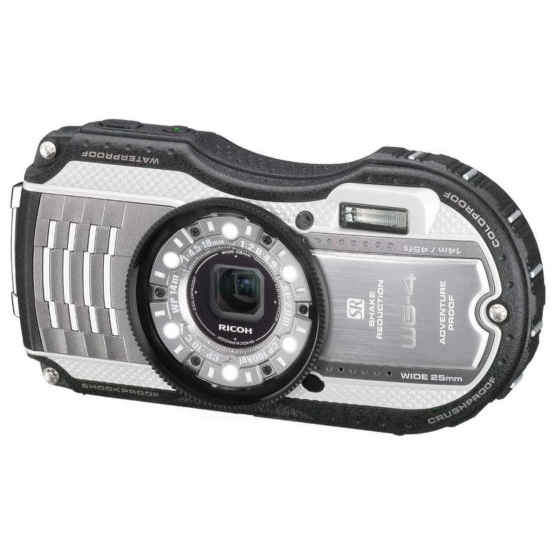カメラ 696【防水カメラ】RICOH WG-4 ホワイト×シルバー タフネスコンデジ