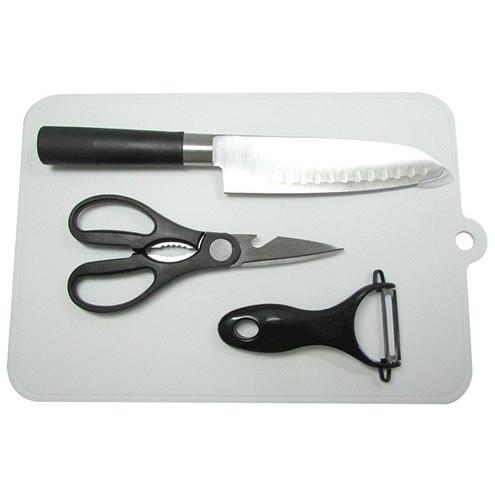 【新品未使用】クーンリコン 豪華6点セット 包丁4種・料理バサミ・抗菌まな板 Grinday 包丁 キッチンバサミ まな板 ピーラー キッチン 4点セット
