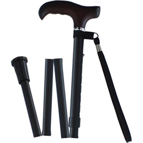 杖/布張アルミ伸縮ステッキ (1) 長さ10段階調節可 アルミ (歩行補助用品/介護用品) ブラック(黒) 黒 Y] ささえ折畳 伸縮ステッキ (単色) 軽量アルミステッキ 杖 つえ